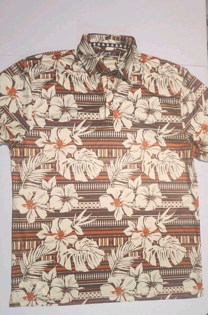 Tattoo Golf Polo Shirt Mens Large Aloha Series II Floral Hawaiian Skull Golf 4XL